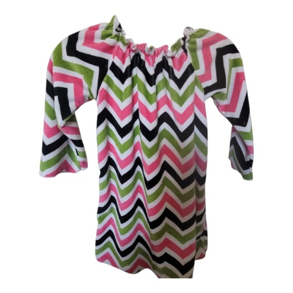 Lolly Wolly Doodle Girls‎ Chevron Pink, Green, Blk And White Chevron Dress